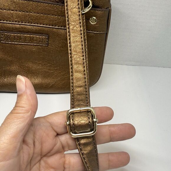 RELIC Flower Embossed Faux Leather Bronze Crossbody Bag New - Picture 9 of 9